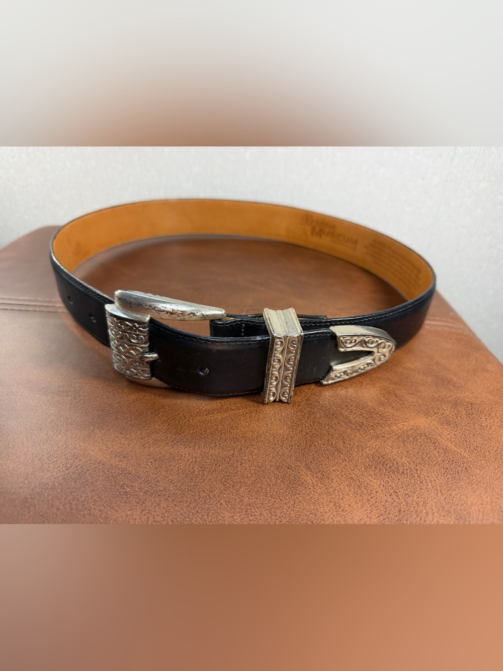 Brighton Museum Collection Roman Belt Black Leather Medium 43403 1995